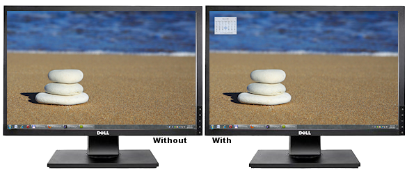 Transparent calendar overlay on desktop wallpaper