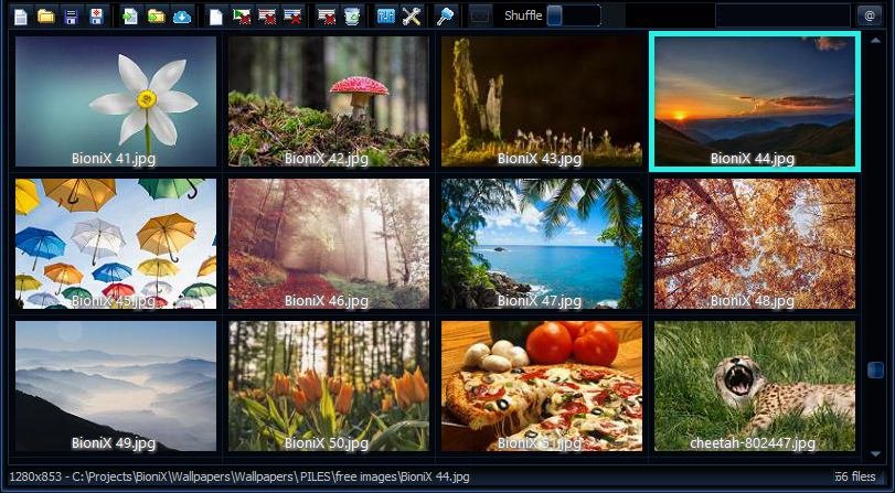 BioniX playlist with thumbnail previews
