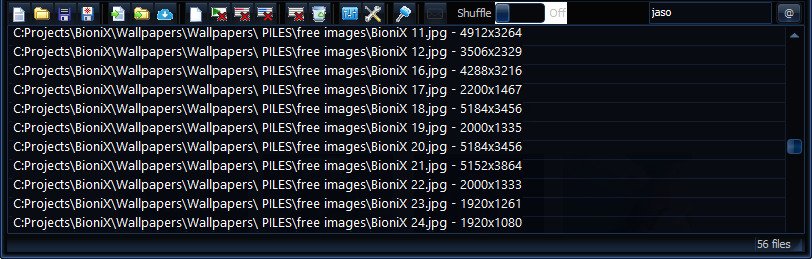 BioniX playlist without thumbnails showing ratings, resolution, and file size