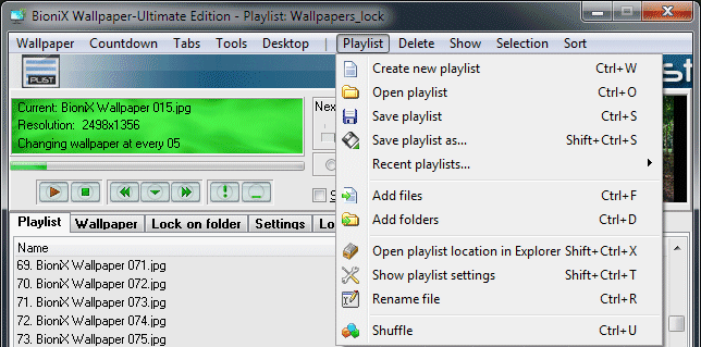 Desktop Background Switcher software. Wallpaper Source tab help. Set BioniX  Background Switcher playlist.
